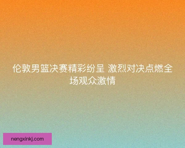 伦敦男篮决赛精彩纷呈 激烈对决点燃全场观众激情 伦敦男篮决赛精彩纷呈 激烈对决点燃全场观众激情
